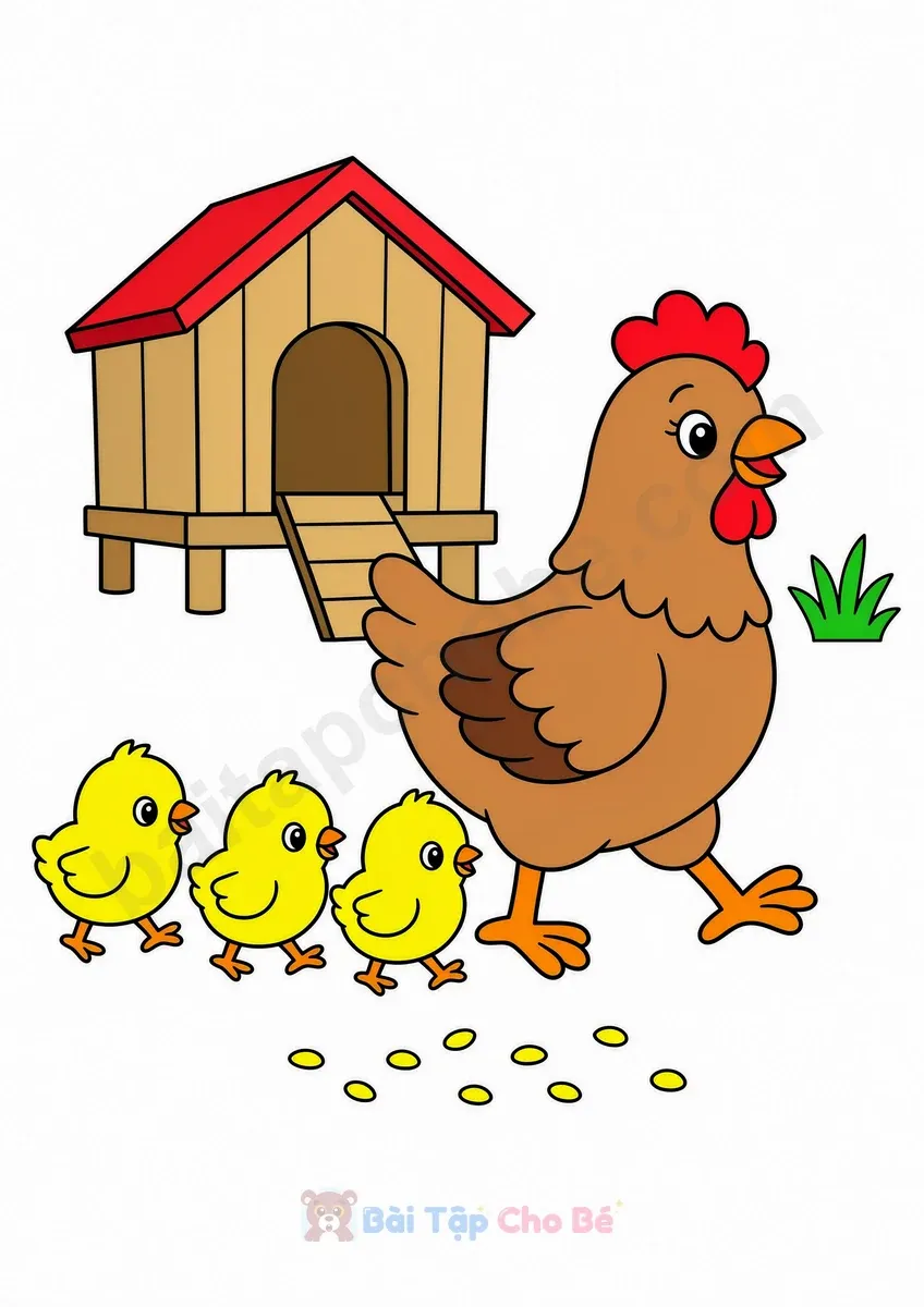 Tranh mẫu đã tô màu, chủ đề Nông trại