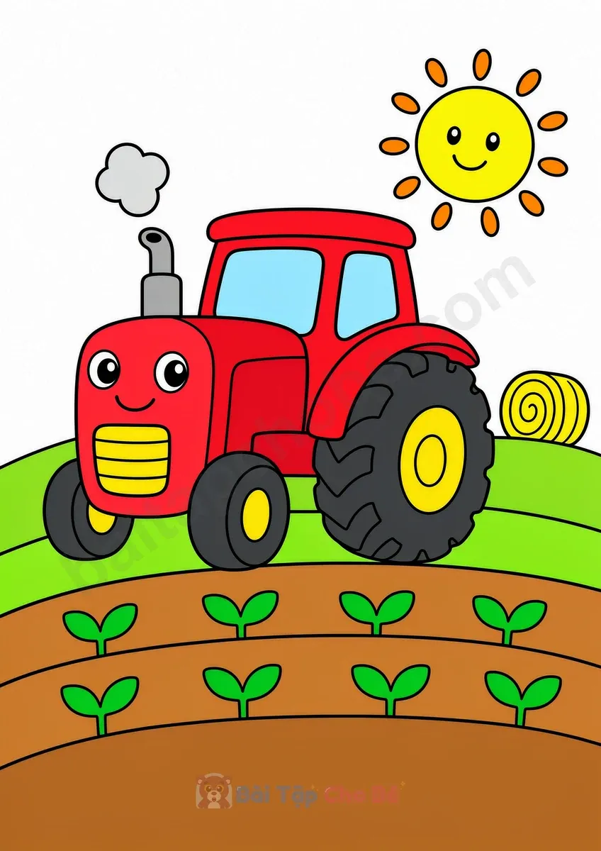 Tranh mẫu đã tô màu, chủ đề Nông trại